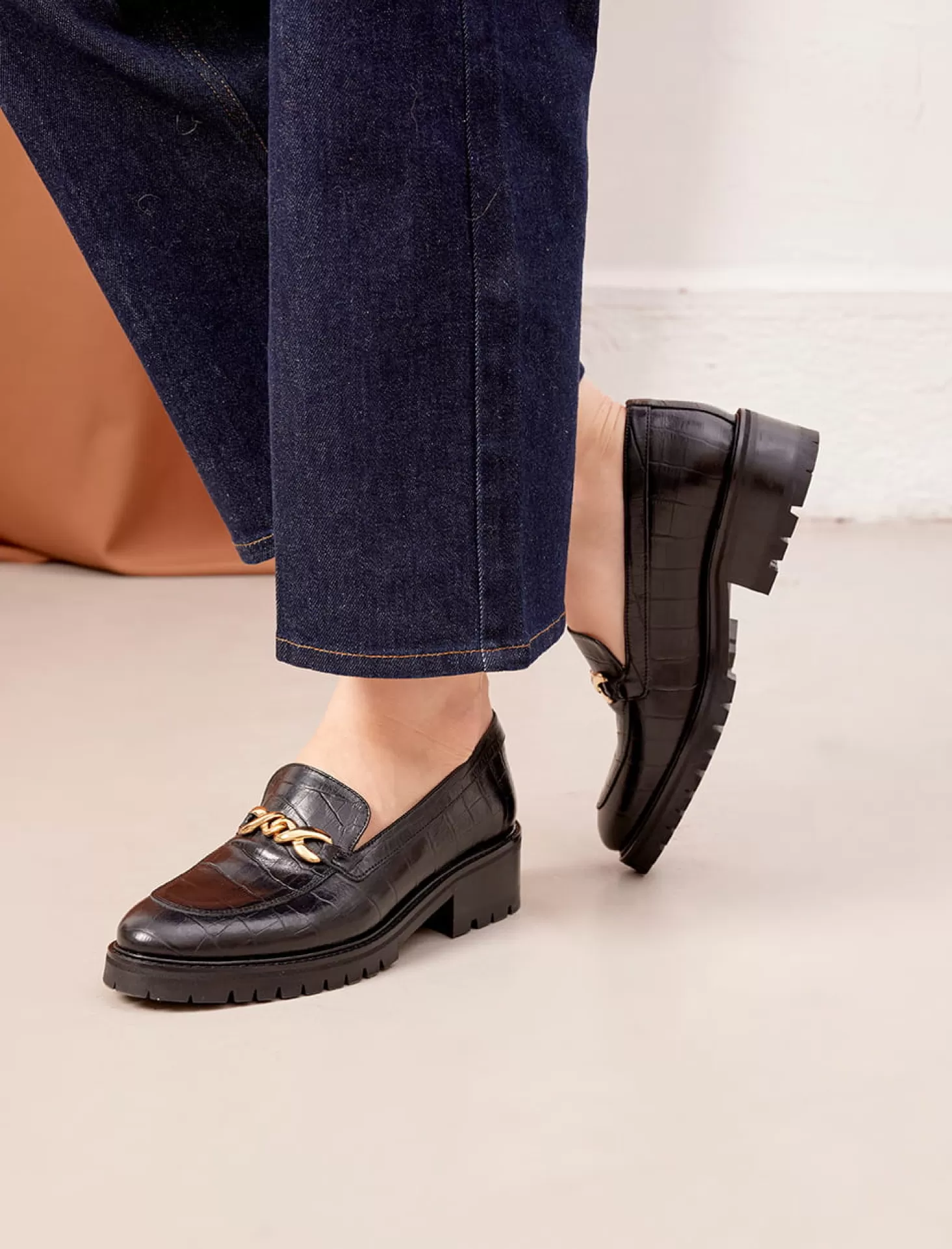 Pied de Biche Mocassins Et Derbies<Agnes Noir Croco