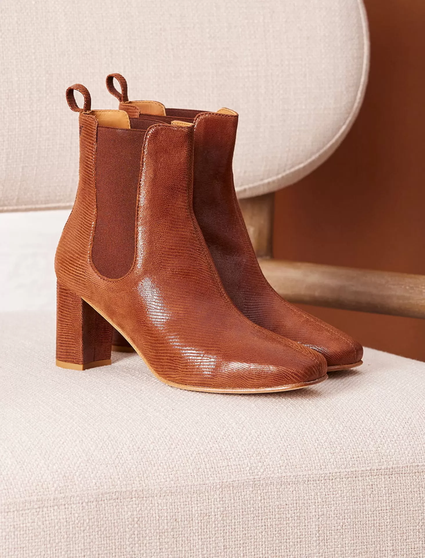 Pied de Biche Bottines A Talons<Clemence Cognac