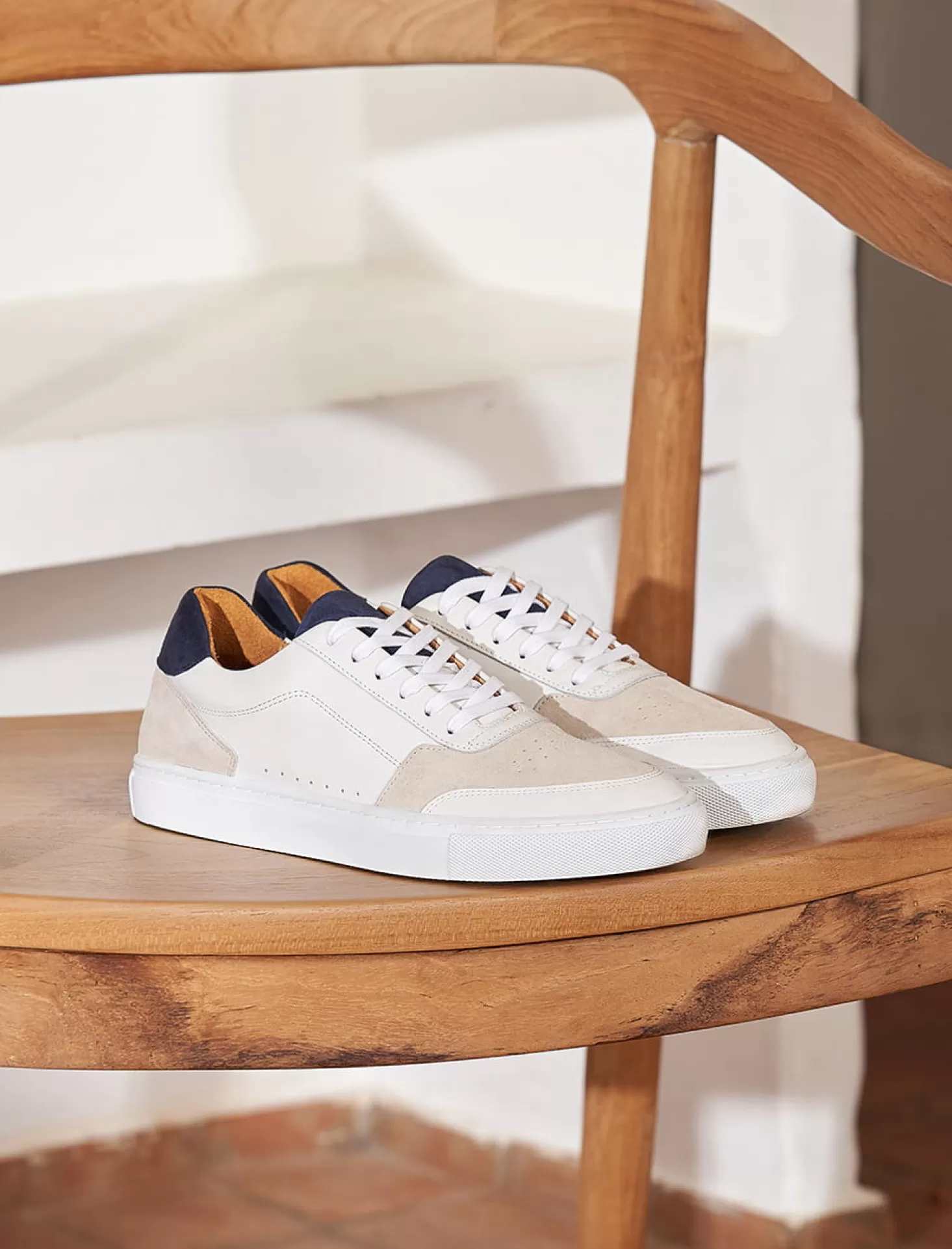 Pied de Biche Sneakers<Frisco Blanc & Bleu Nuit