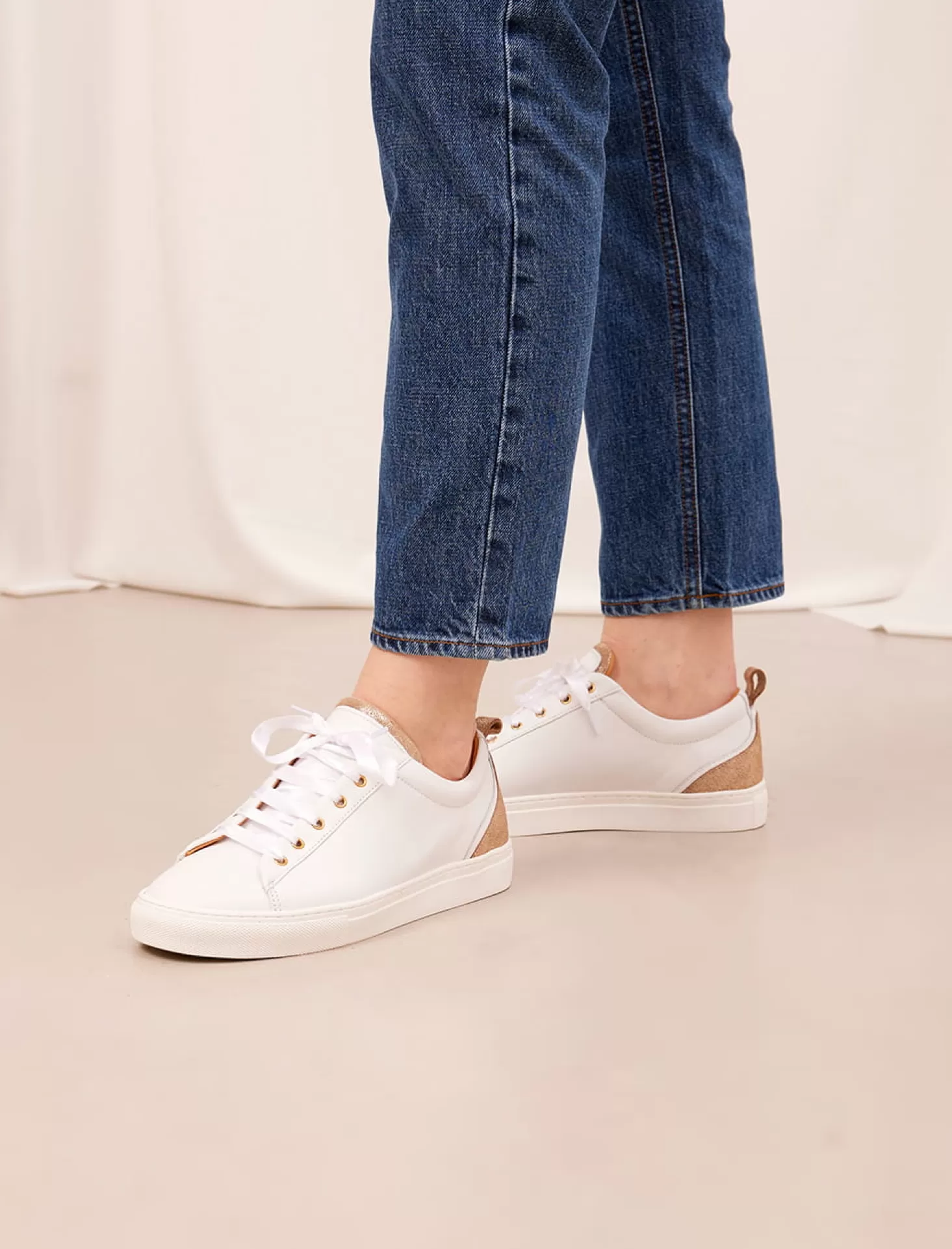 Pied de Biche Sneakers<Lola Blanc Et Dore