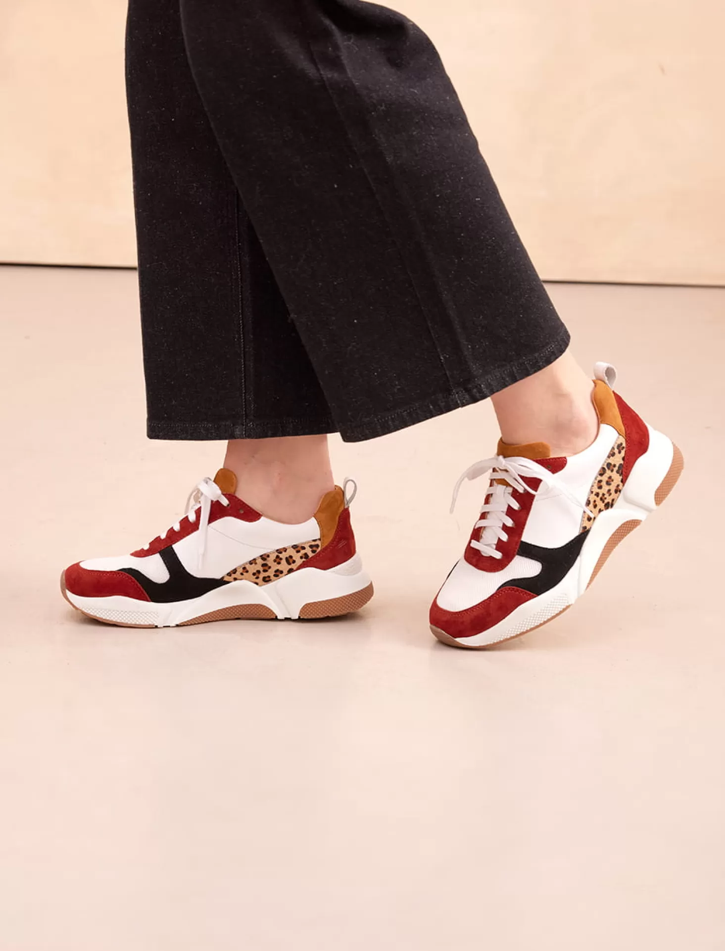 Pied de Biche Sneakers<Thelma Cherry Burnt & Leopard