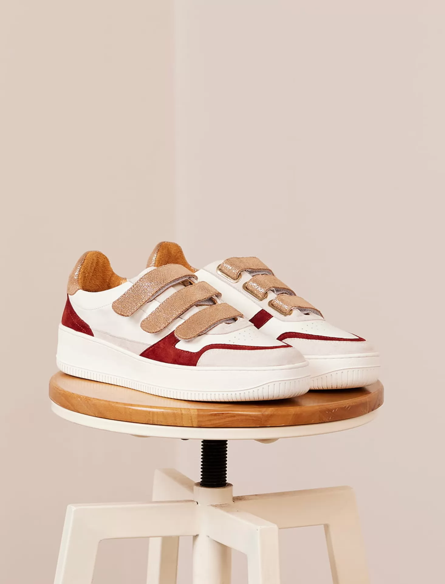 Pied de Biche Sneakers<Valmy Blanc & Cherry Burnt