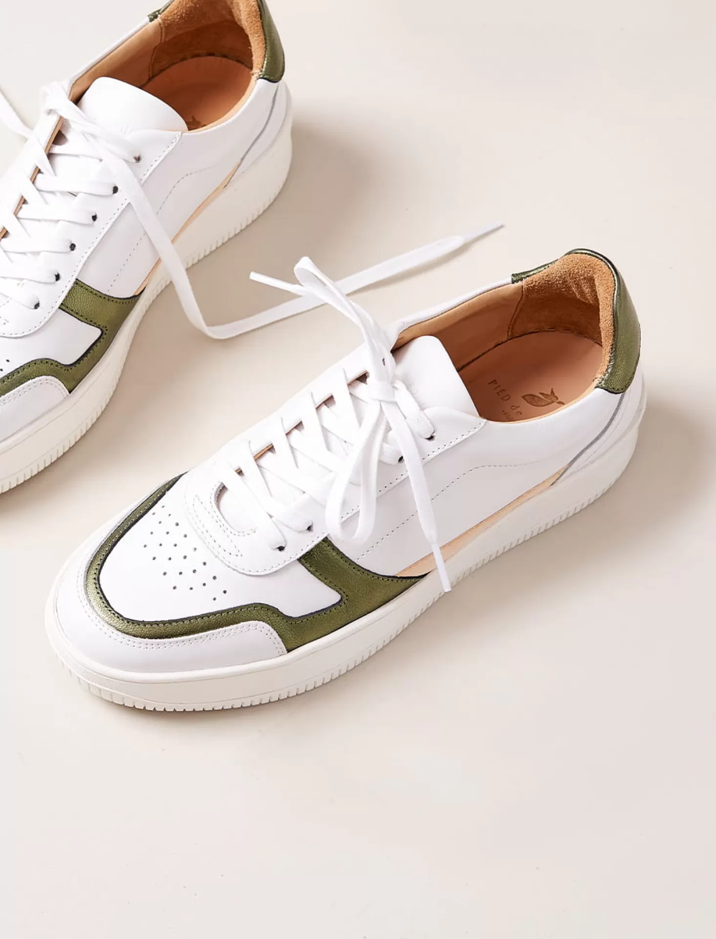 Pied de Biche Sneakers<Vasco Blanc Et Kaki Irise