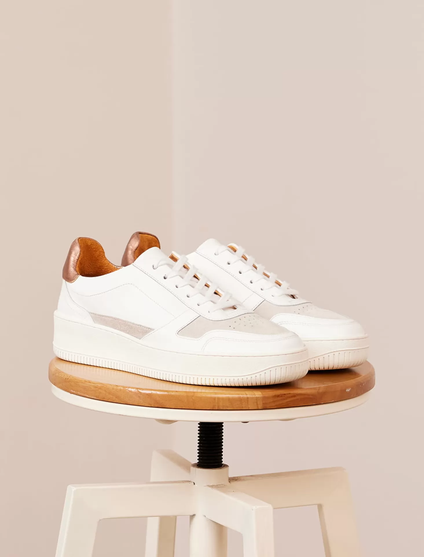 Pied de Biche Sneakers<Vasco Blanc & Rose Gold