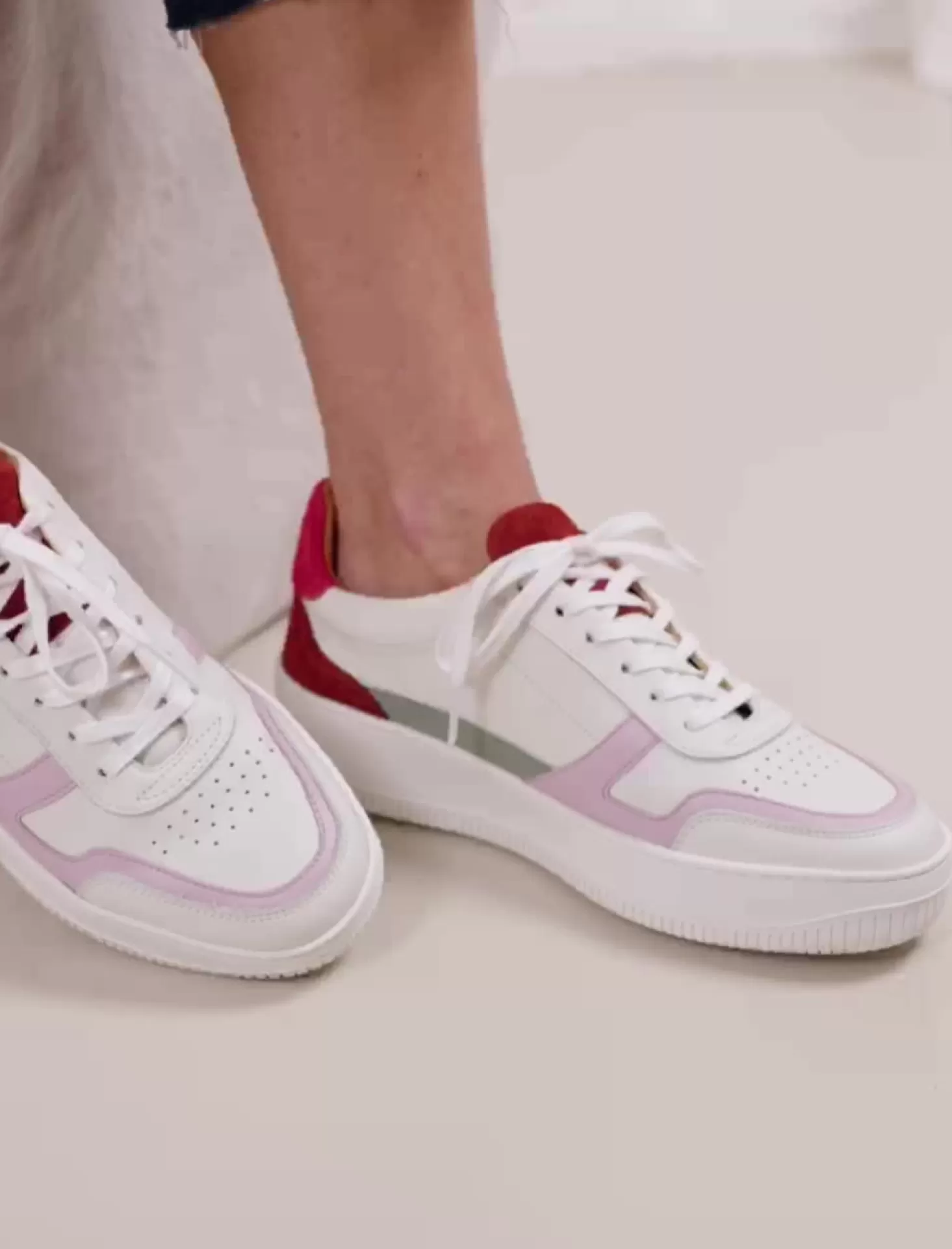 Pied de Biche Sneakers<Vasco Blanc & Cherry Burnt