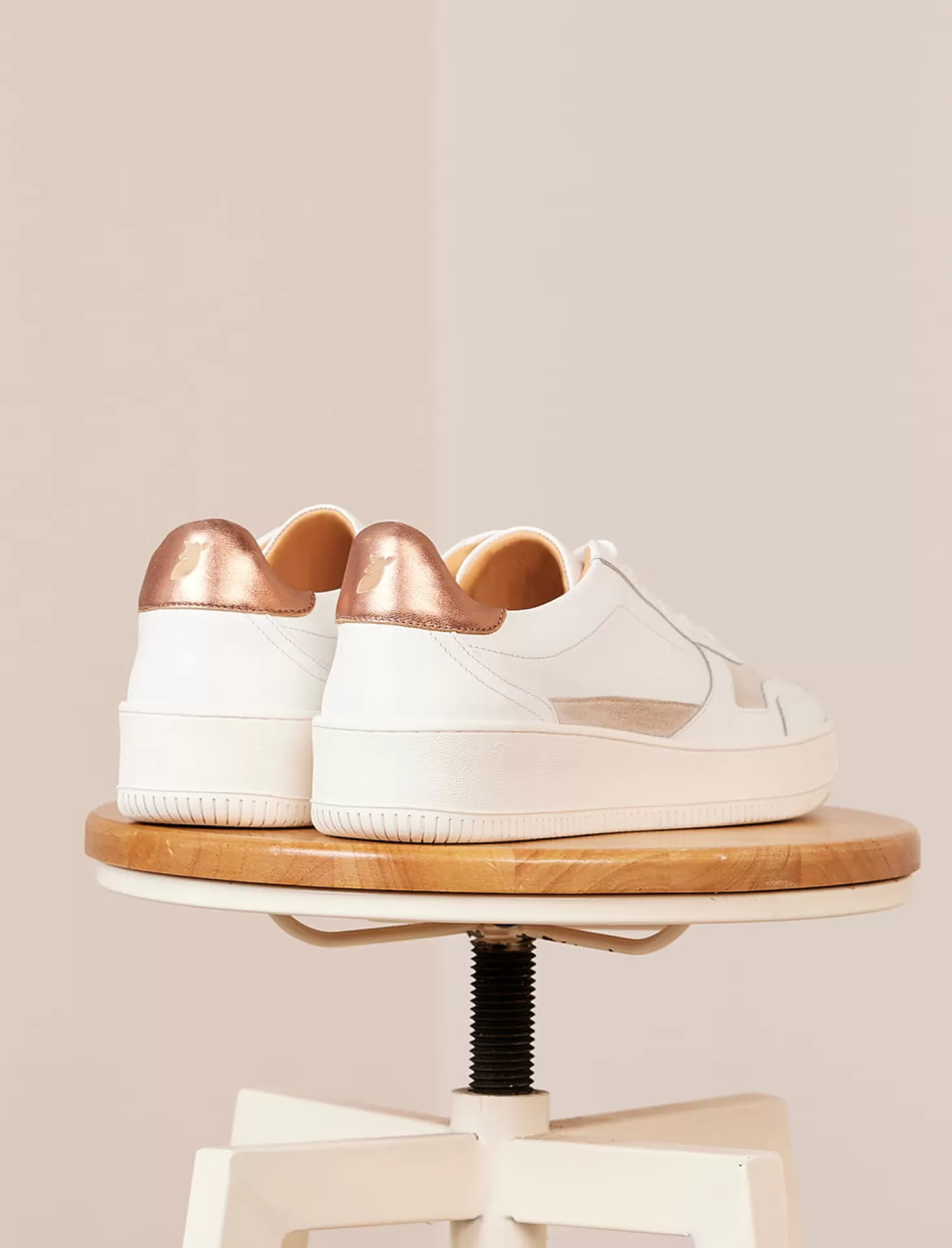 Pied de Biche Sneakers<Vasco Blanc & Rose Gold