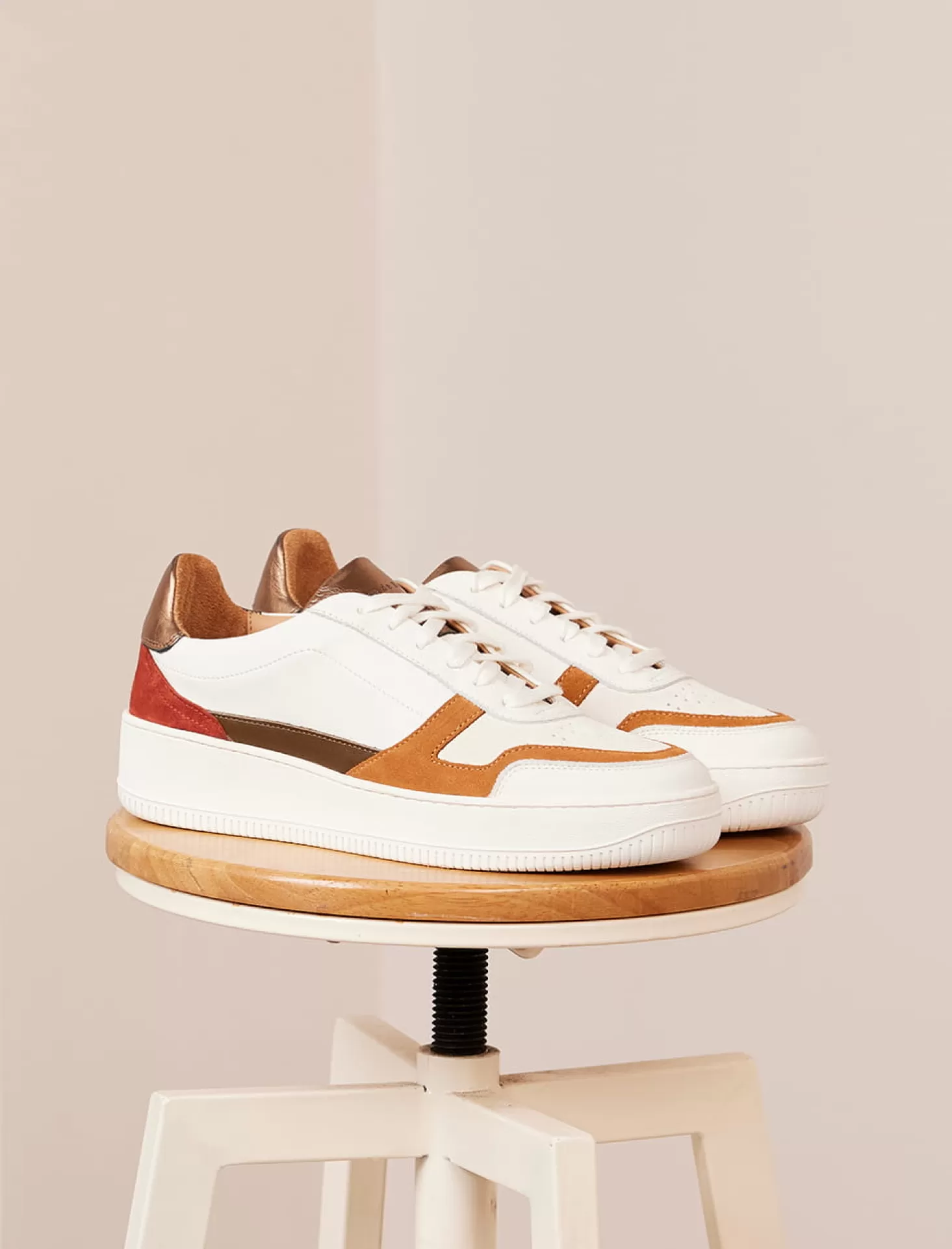 Pied de Biche Sneakers<Vasco Blanc, Rouille & Bronze